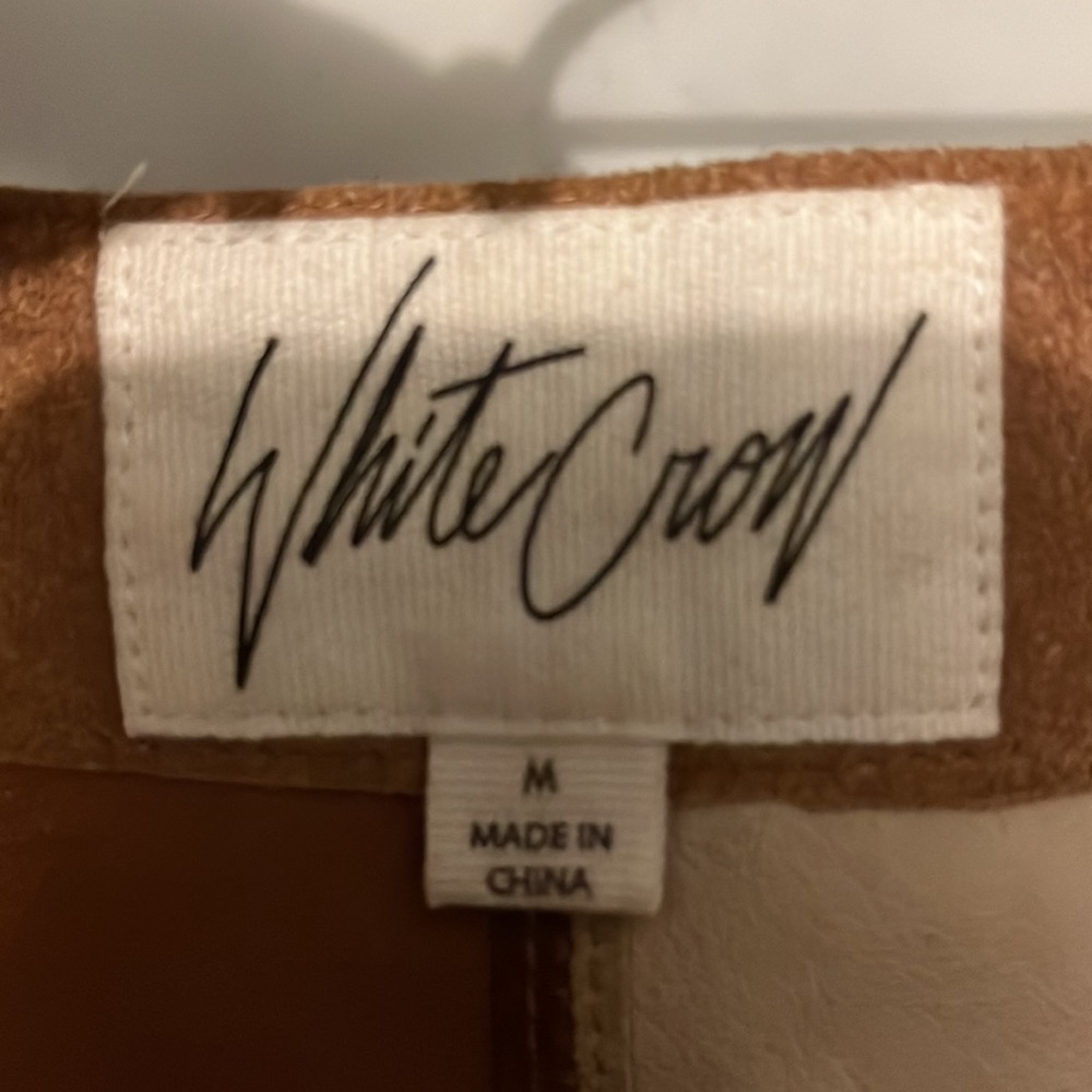 White Crow Vertical Patchwork Brown Suede Skirt, … - image 3